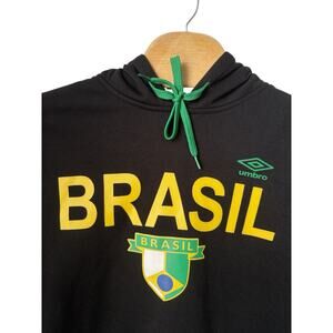 Umbro Brasil Soccer Hoodie Men's Size Large Pullover Black Nationa Team